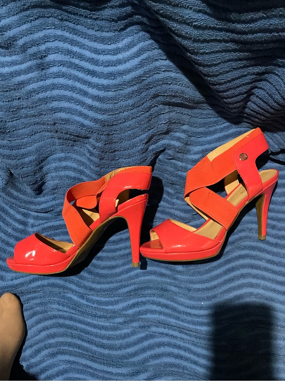 Women’s Coral Red Strappy High Heel Sandals Women’s 8